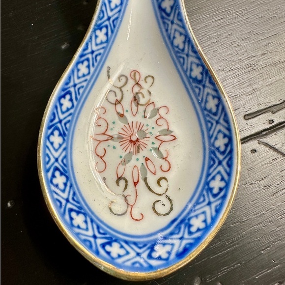 ANTIQUE, CHINESE RICE GRAIN, PORCELAIN, SOUP SPOON. TRADITIONAL BLUE & WHITE. - Picture 4 of 6
